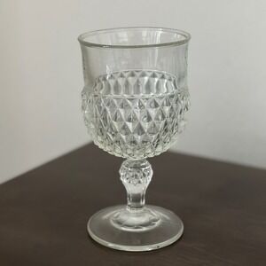 Vintage Indiana Glass Diamond Cut Glass‎ Goblet Wine Glass Elegant Tableware